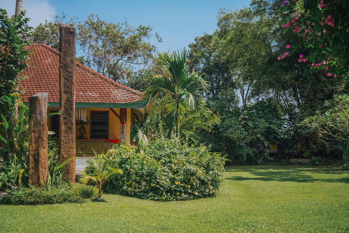 Home surrounded by maintained green lawn