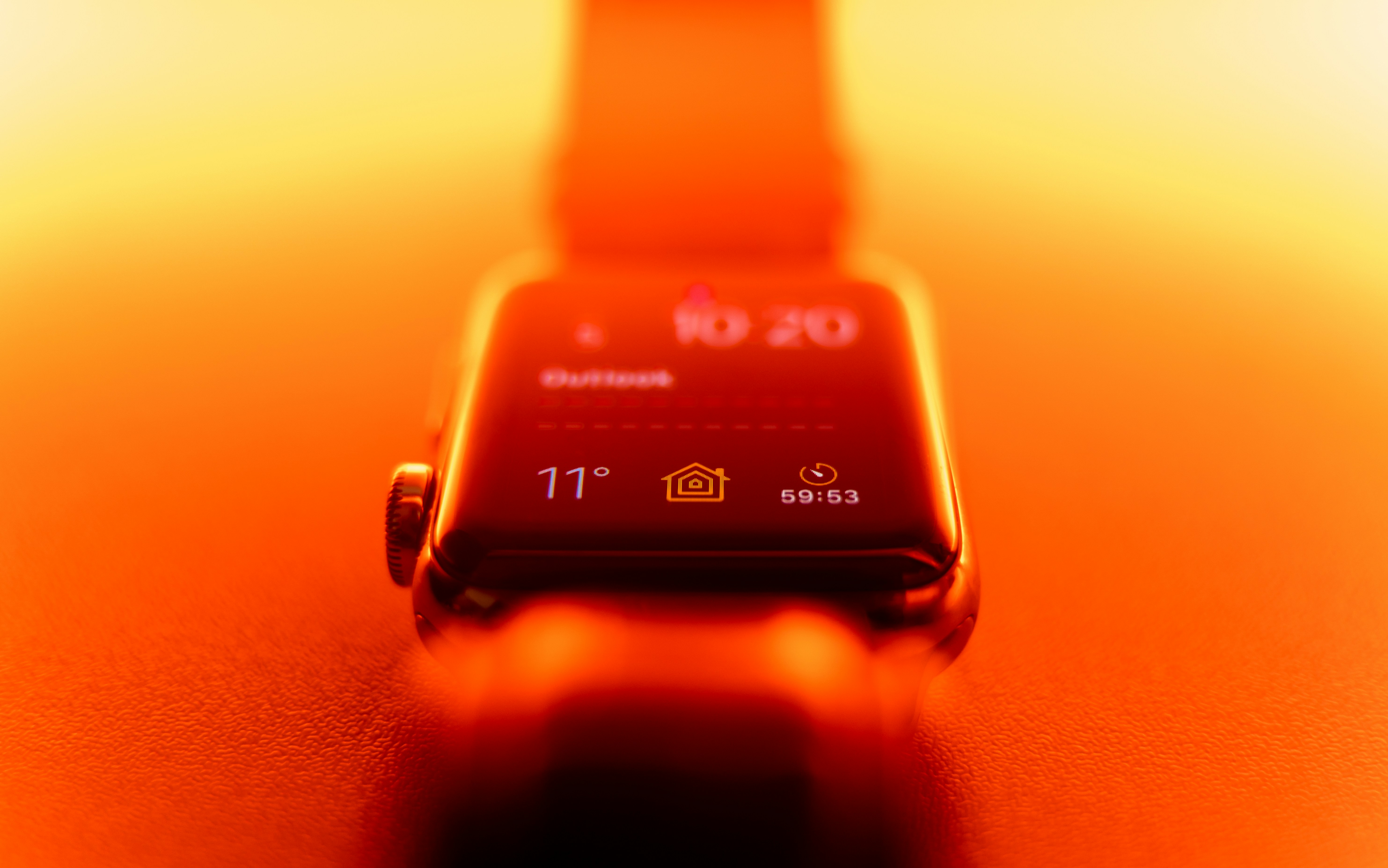 gold aluminum case apple watch with brown sport band