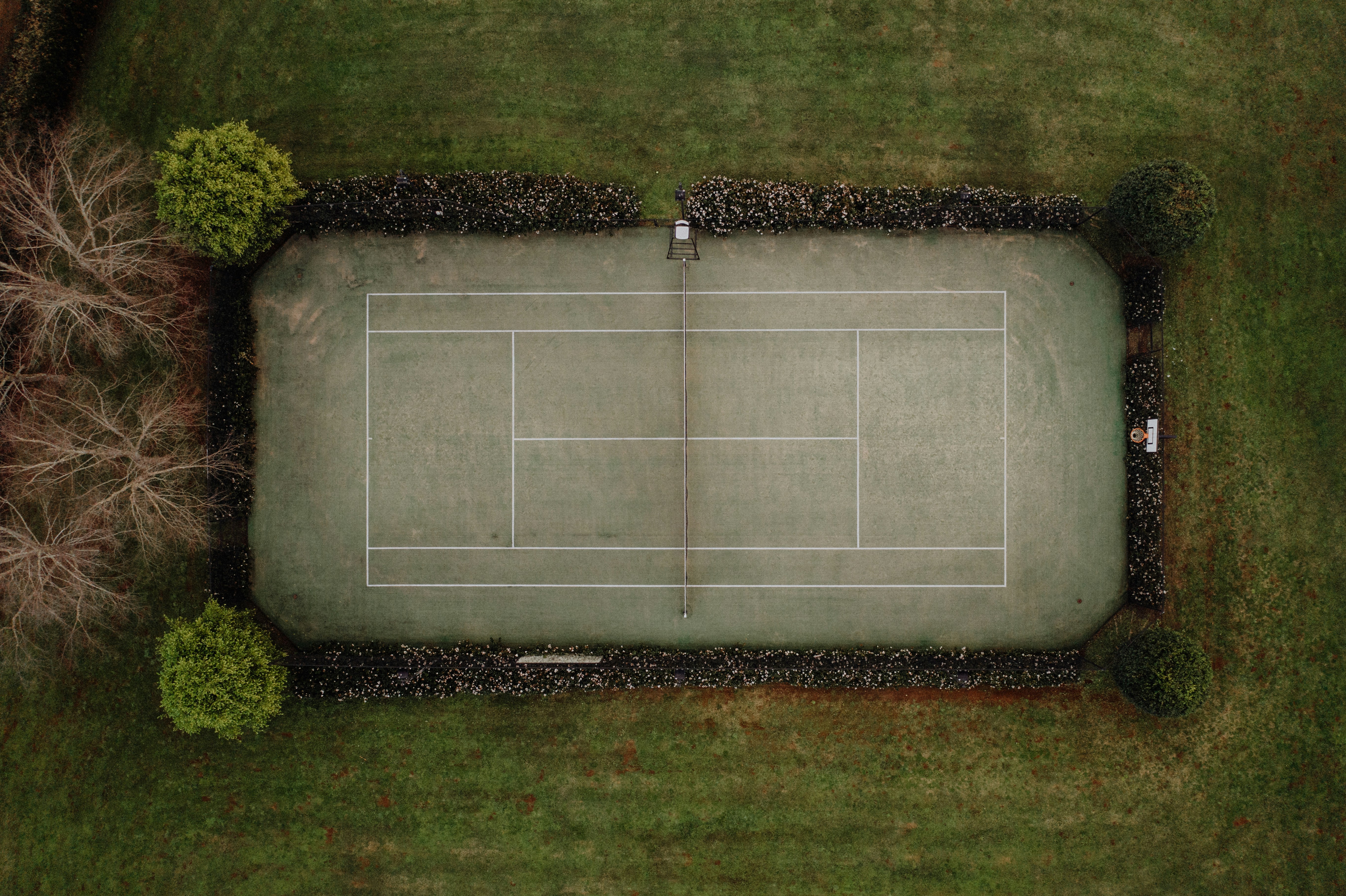 Tennis court aerial view