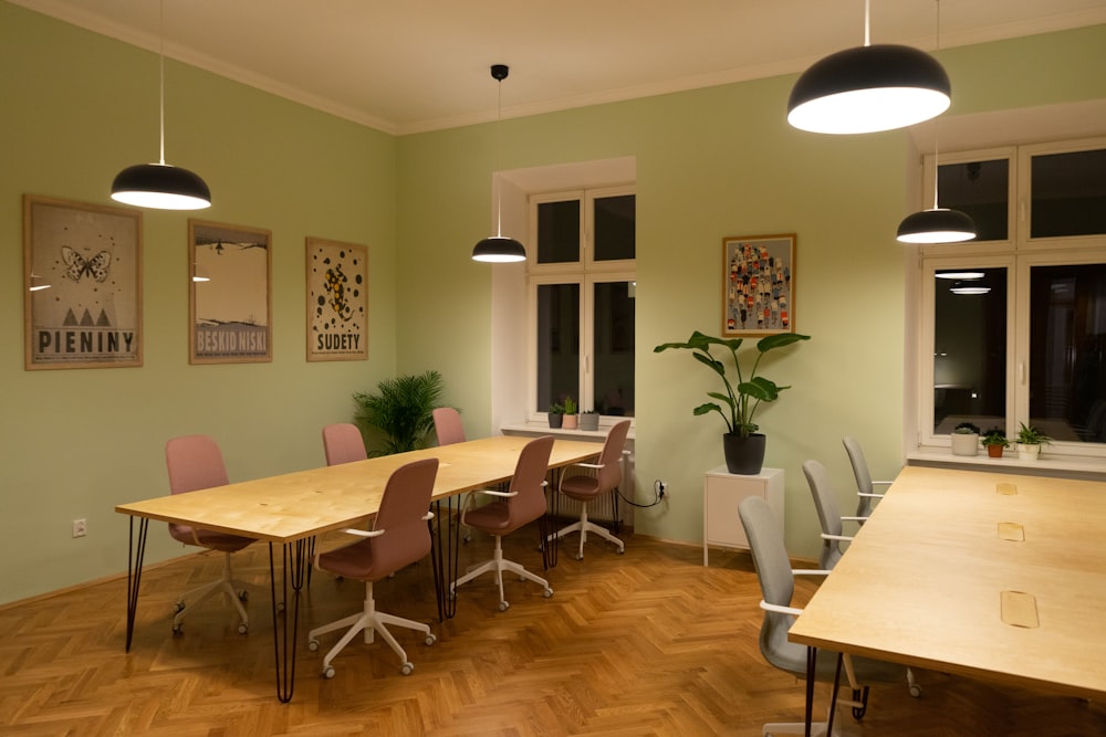 brown wooden table and chairs