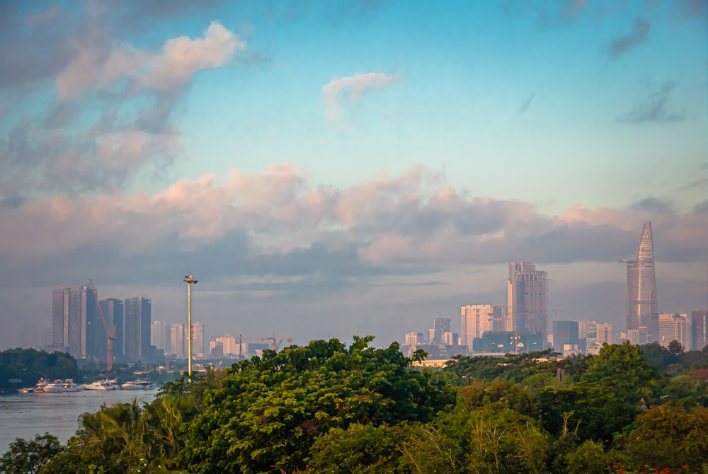 green trees and city buildings under blue sky with white clouds during daytime