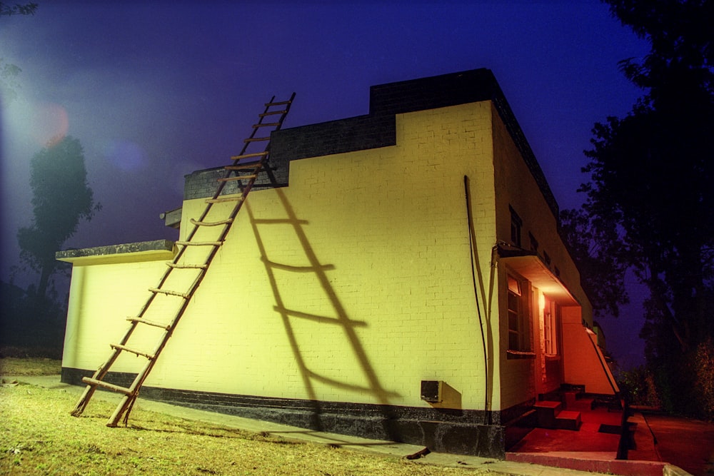 white concrete building during night time