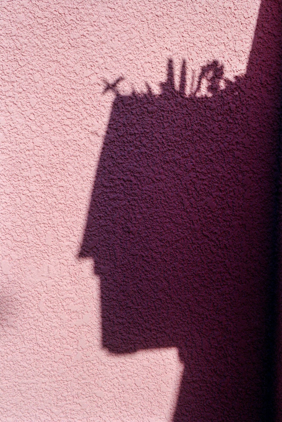 shadow of person on red concrete wall