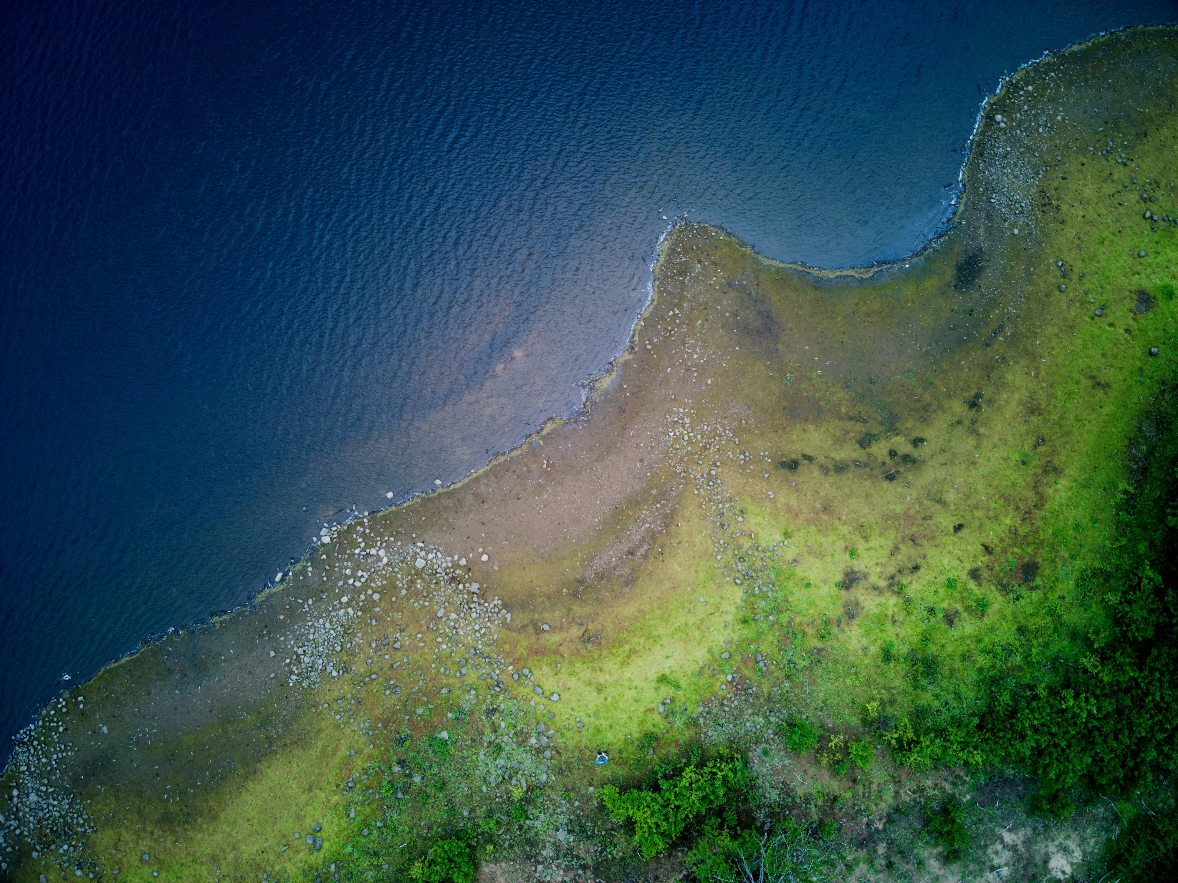 Zanzibar Archipelago (Paje), Tanzania - Aerial view of a beach on Gouthwaite Reservoir in the Yorkshire Dales. Taken with Mavic Air 2, edited with Affinity Photo.