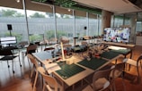 brown wooden table with chairs