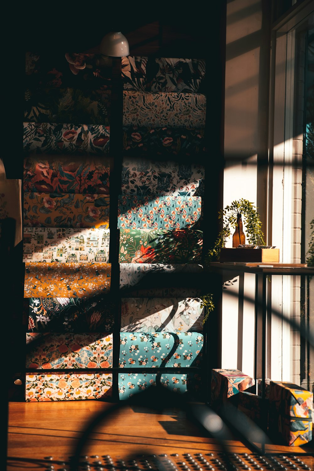 blue and white floral window curtain