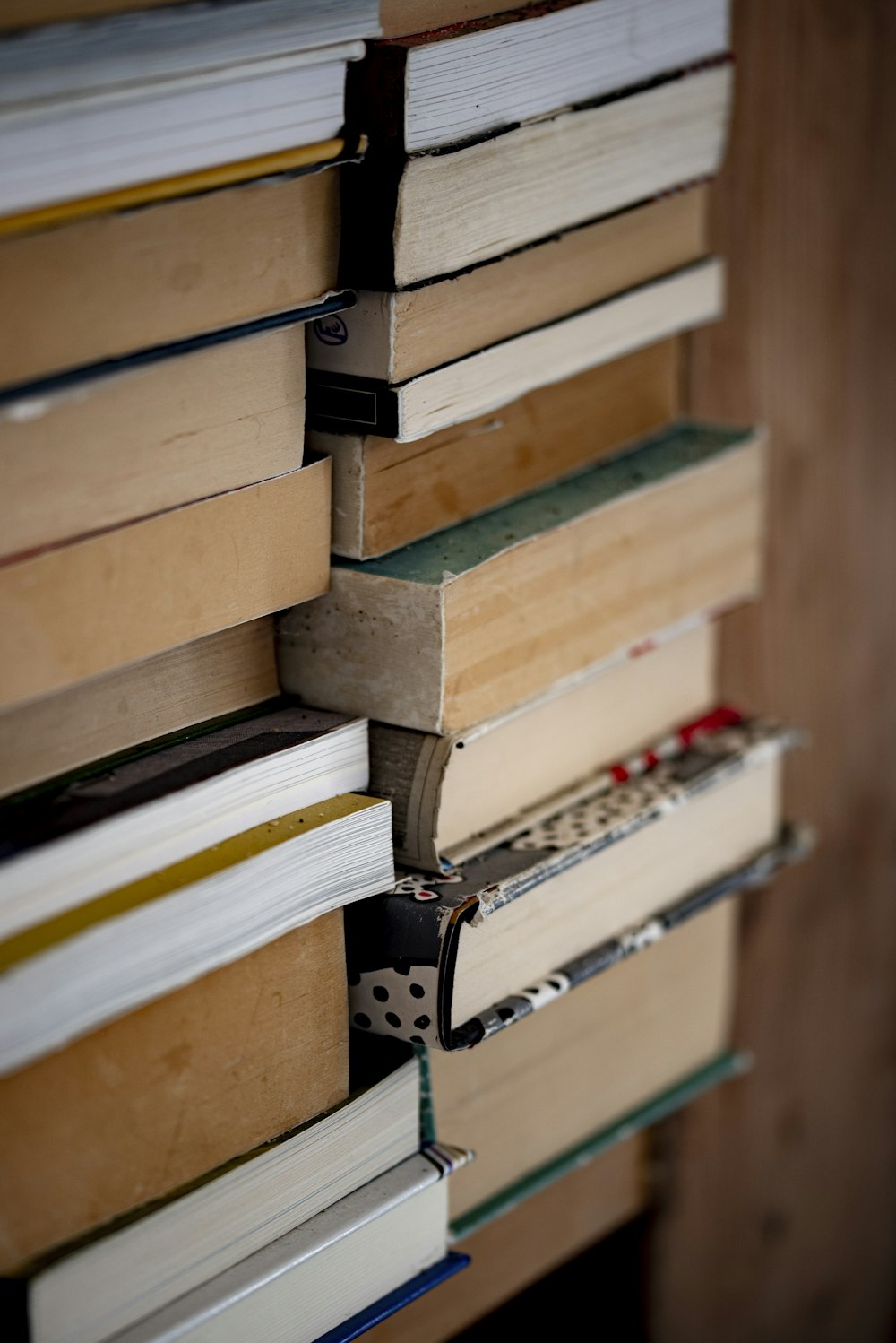 brown and black hardbound books