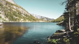 A serene mountain lake in the Rila National Park, reflecting the surrounding pine trees.