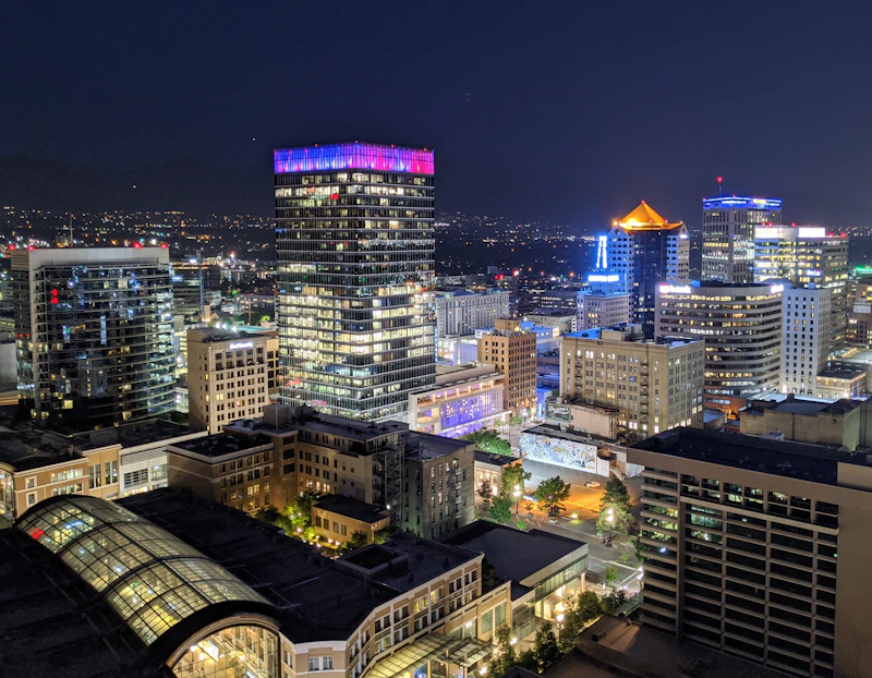 City skyline representing state and county government