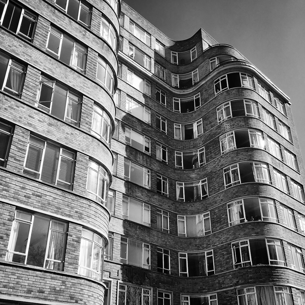 grayscale photo of concrete building