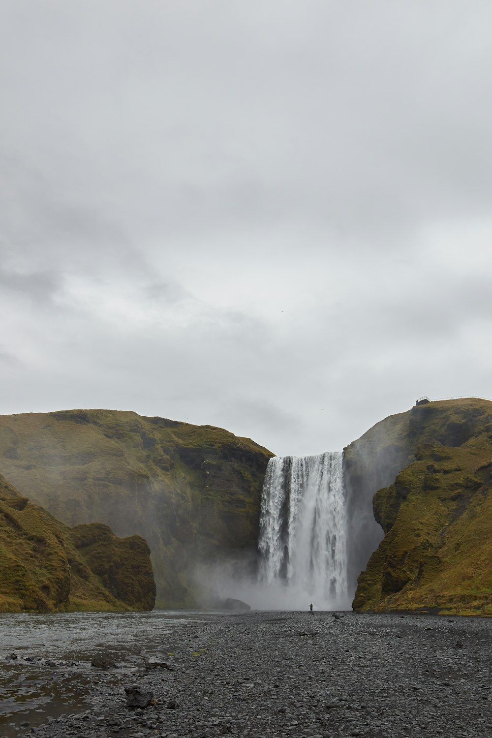 waterfalls under white cloudy sky during daytime