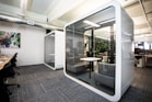 white metal framed glass door