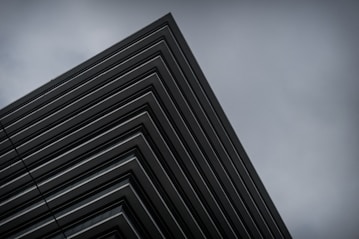 black and white concrete building