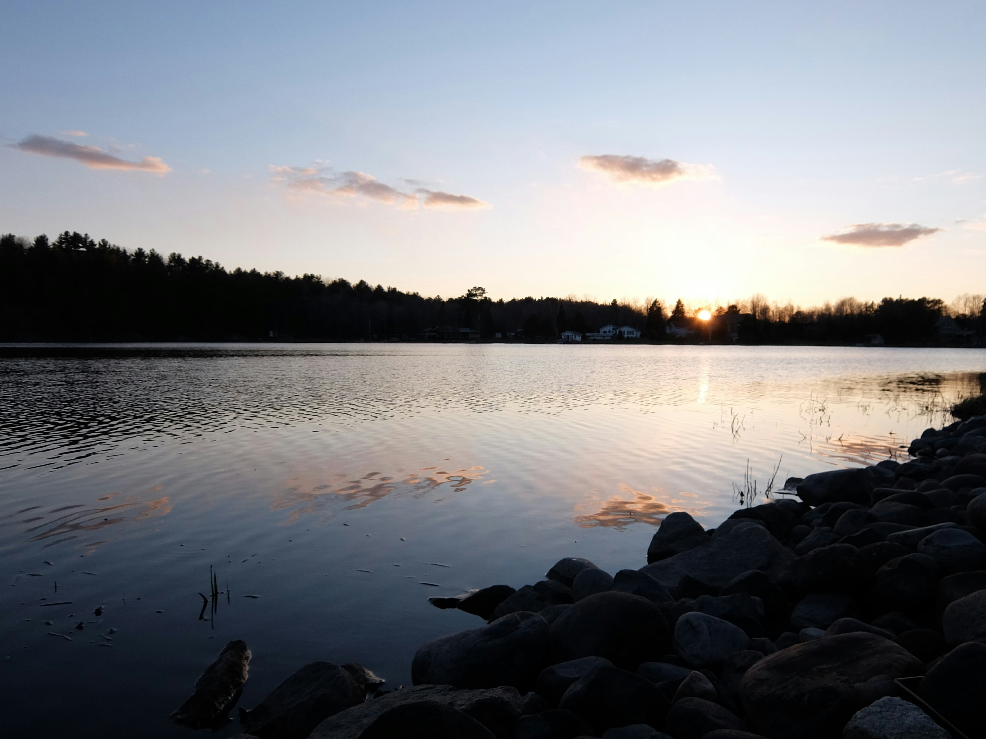 body of water near trees during daytime, French River Sunset