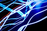 Motion graphics example with electric blue transitions on a dark background.