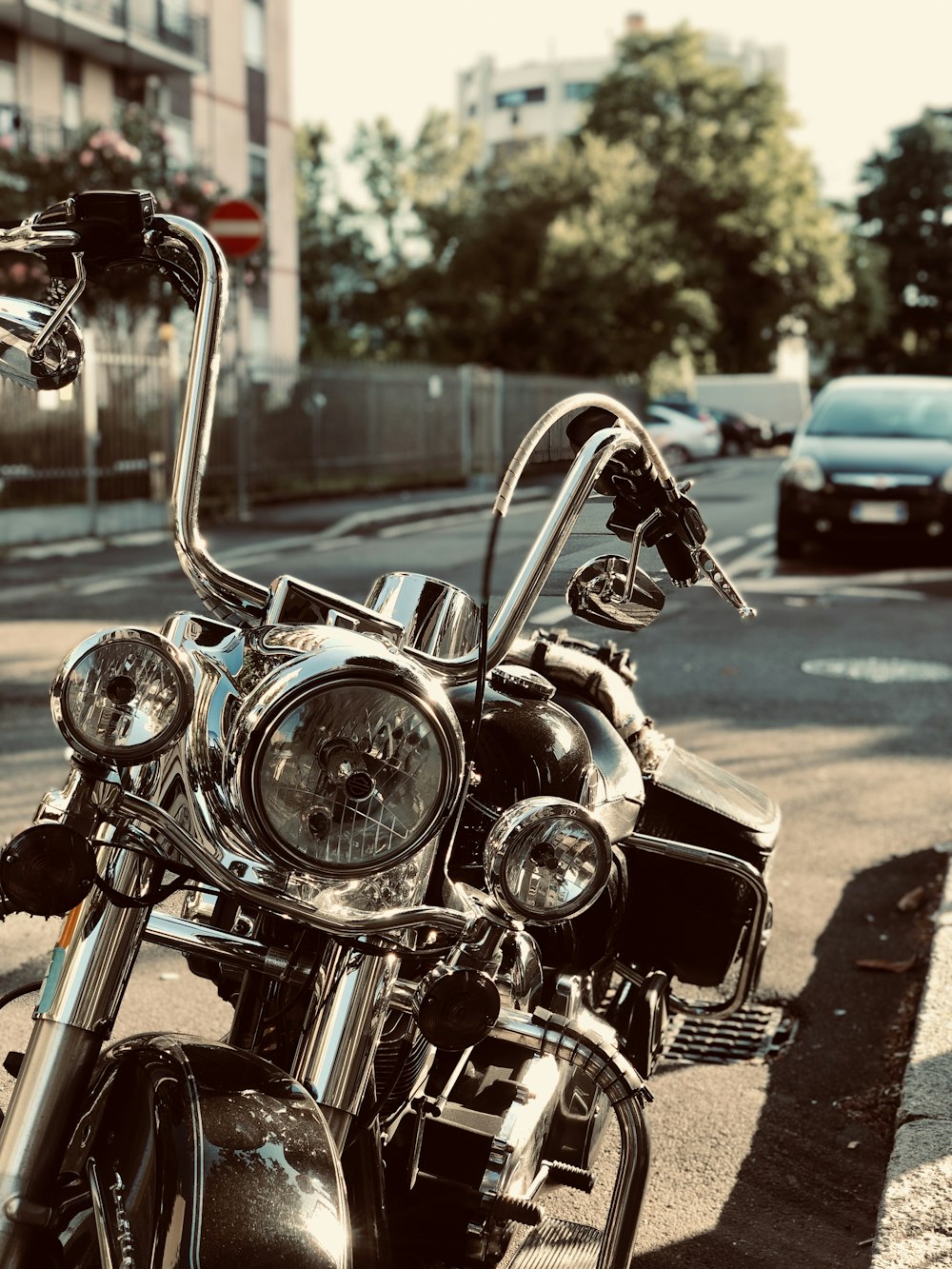 black and silver cruiser motorcycle