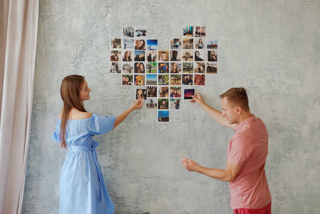 girl in pink shirt and blue skirt standing beside girl in pink shirt, Heart shaped collage (46 photos) by Instalook.ru