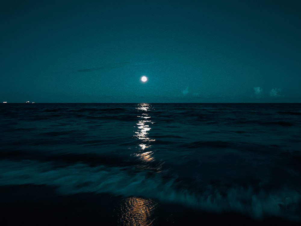 body of water during night time