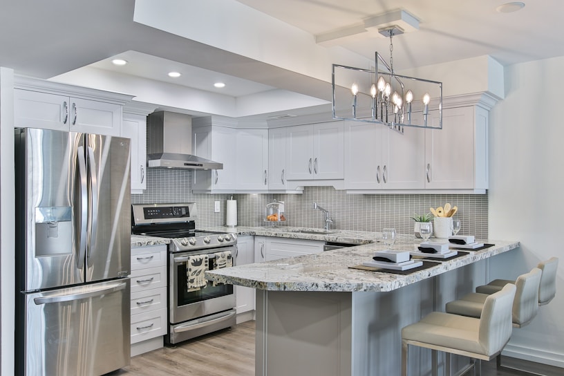 A beautifully remodeled kitchen showcasing modern fixtures and finishes.