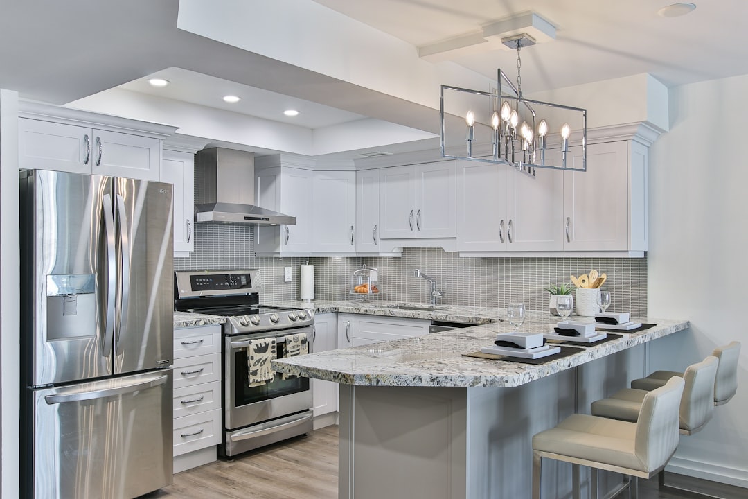 white and black kitchen counter