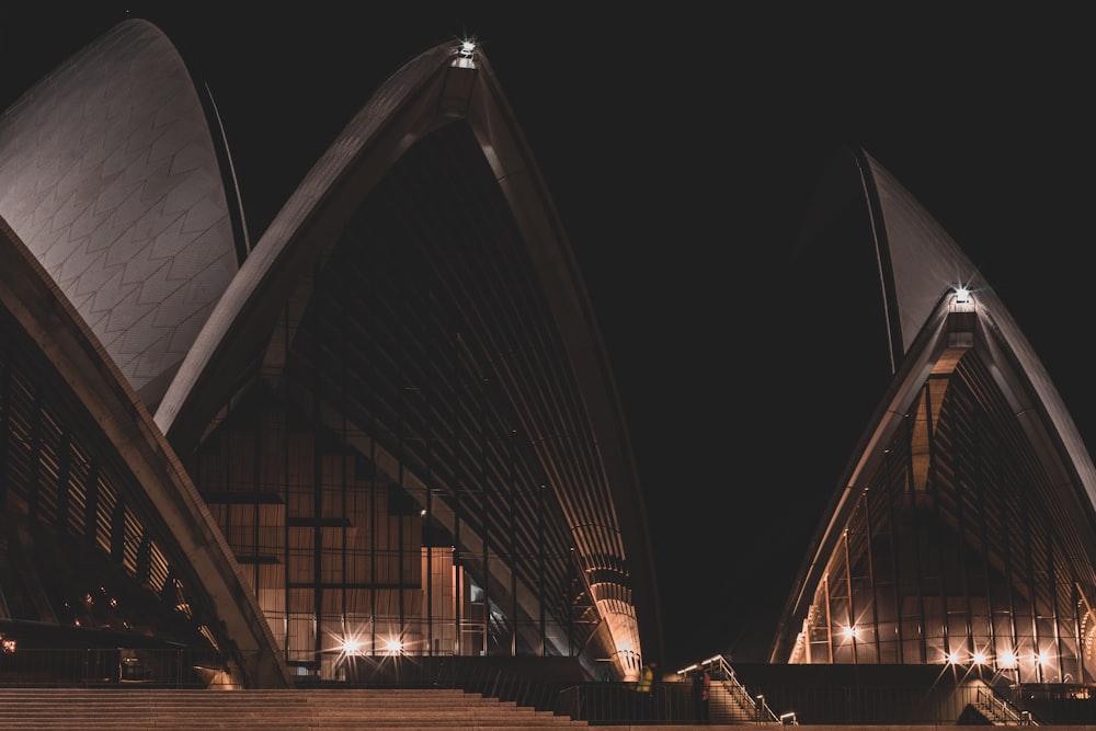 people walking on pathway near building during night time