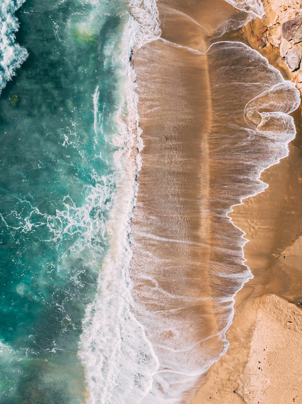 aerial view of ocean waves