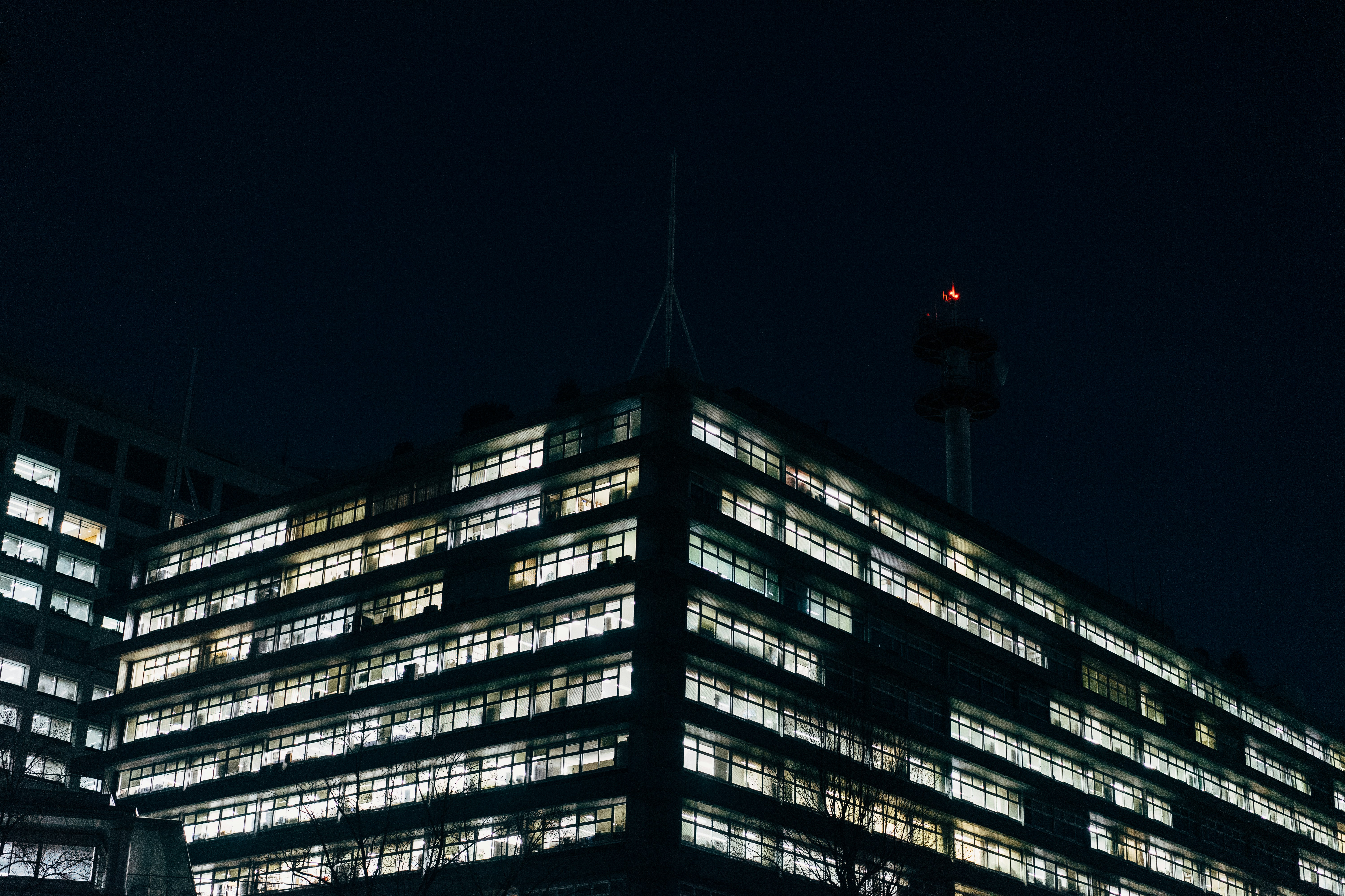 Building lit at night