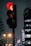 traffic light with red light during night time