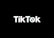 A minimalist logo featuring the word TikTok in a bold, white font centered on a black background. The 'o' in TikTok is stylized with a design resembling a musical note, incorporating subtle blue and red hues.