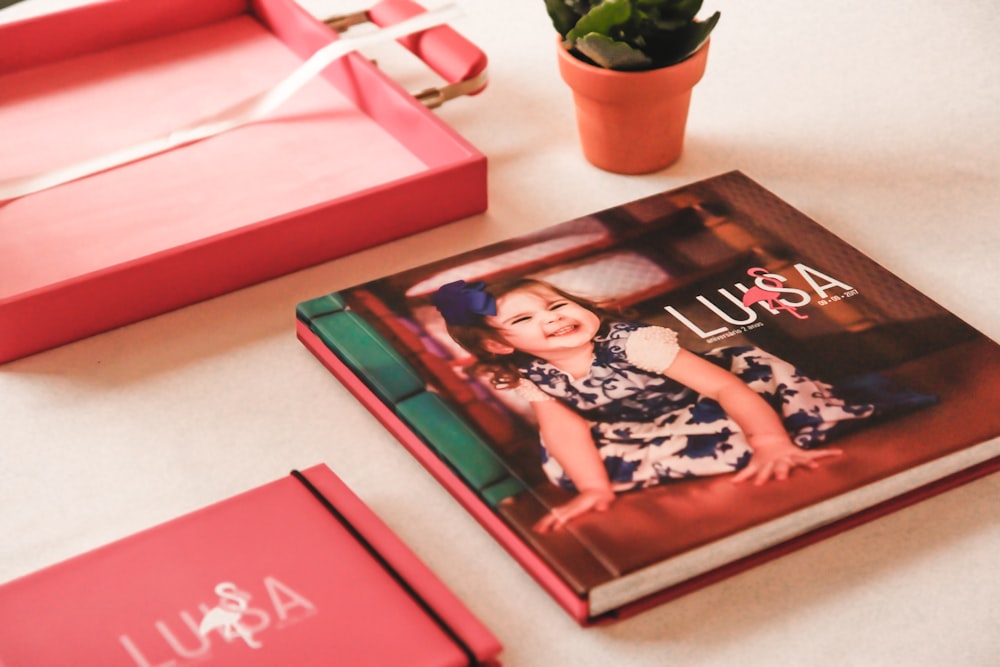 red book on white table