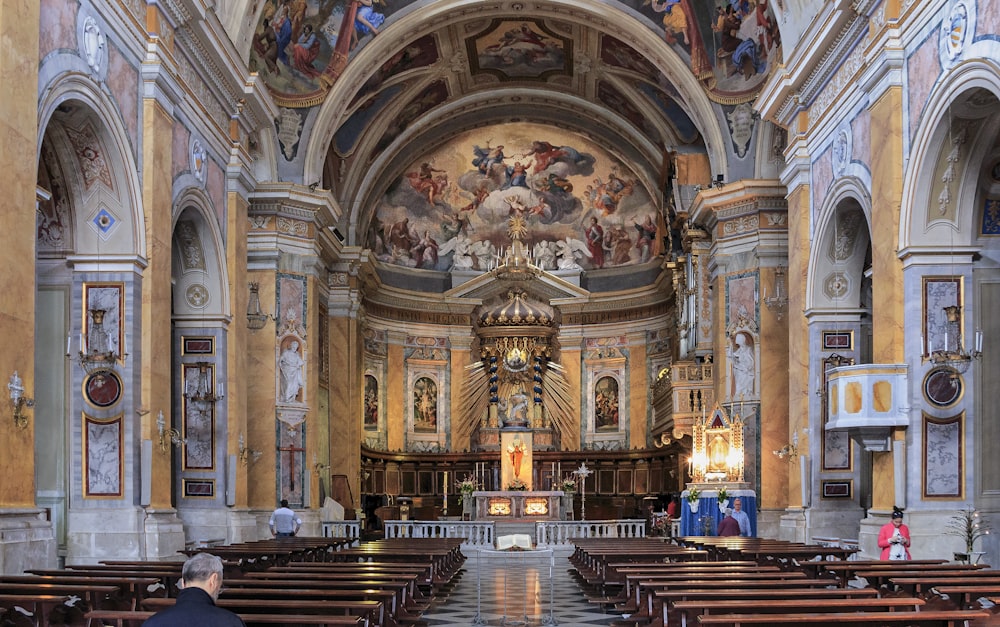 brown and white church interior