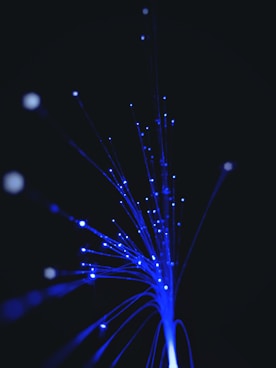 blue and white light in dark room