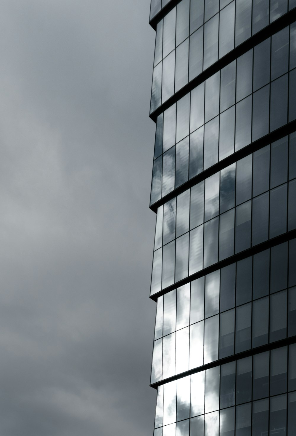 black and white glass walled building