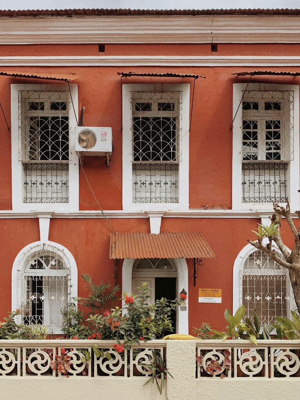 red and white concrete building