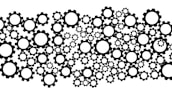 An abstract representation of automation processes with interconnected gears and digital elements.