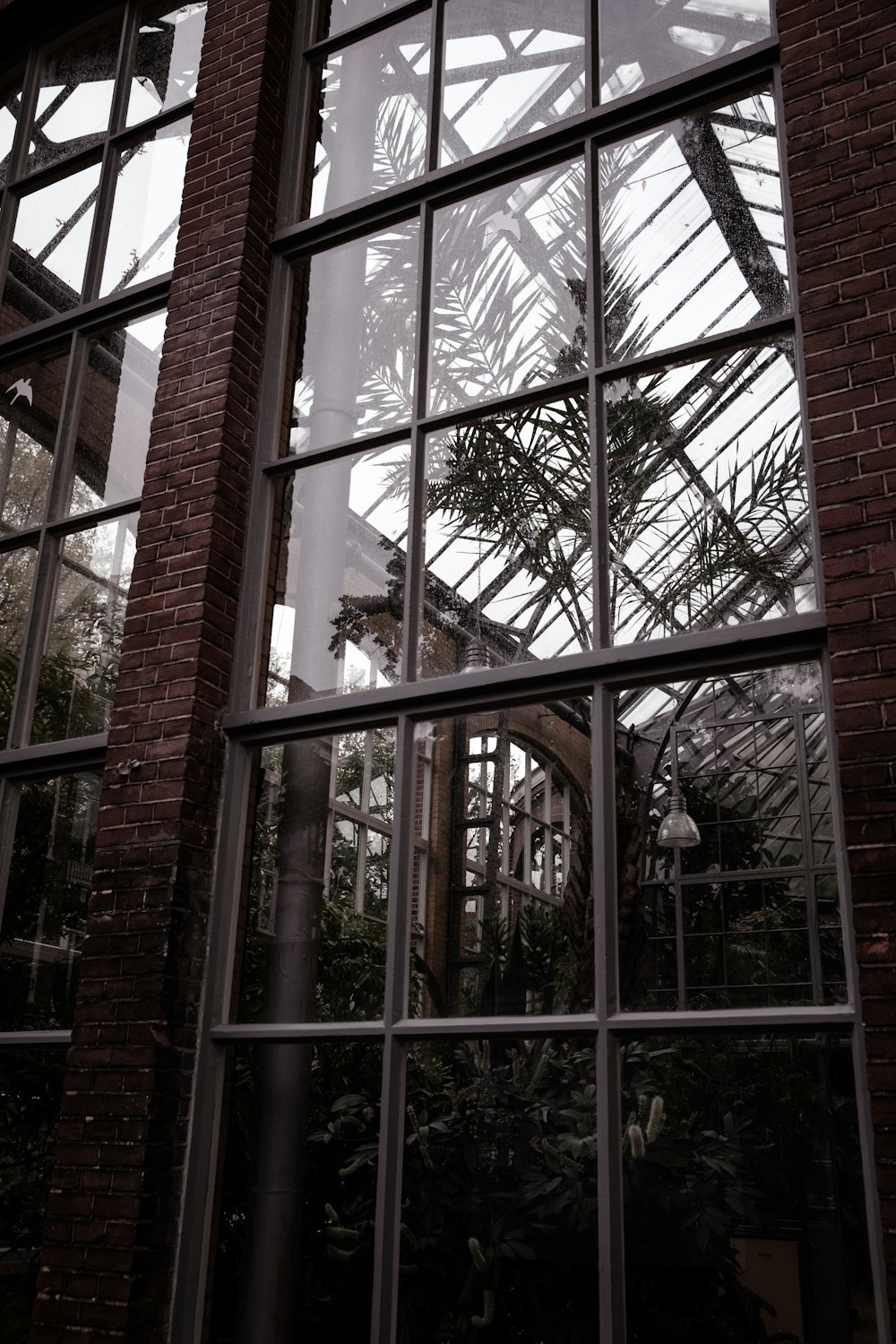 brown wooden framed glass window