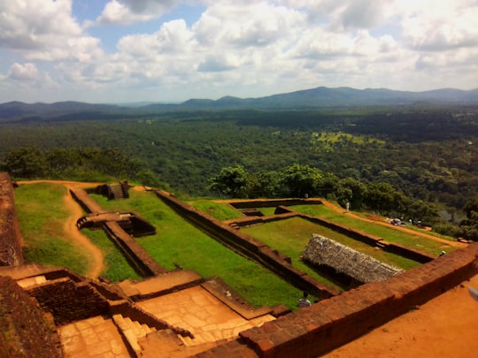 green grass field and trees under white clouds and blue sky during daytime in Sigiriya Sri Lanka