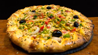 pizza with green and red bell pepper
