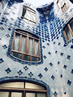 white and blue concrete building