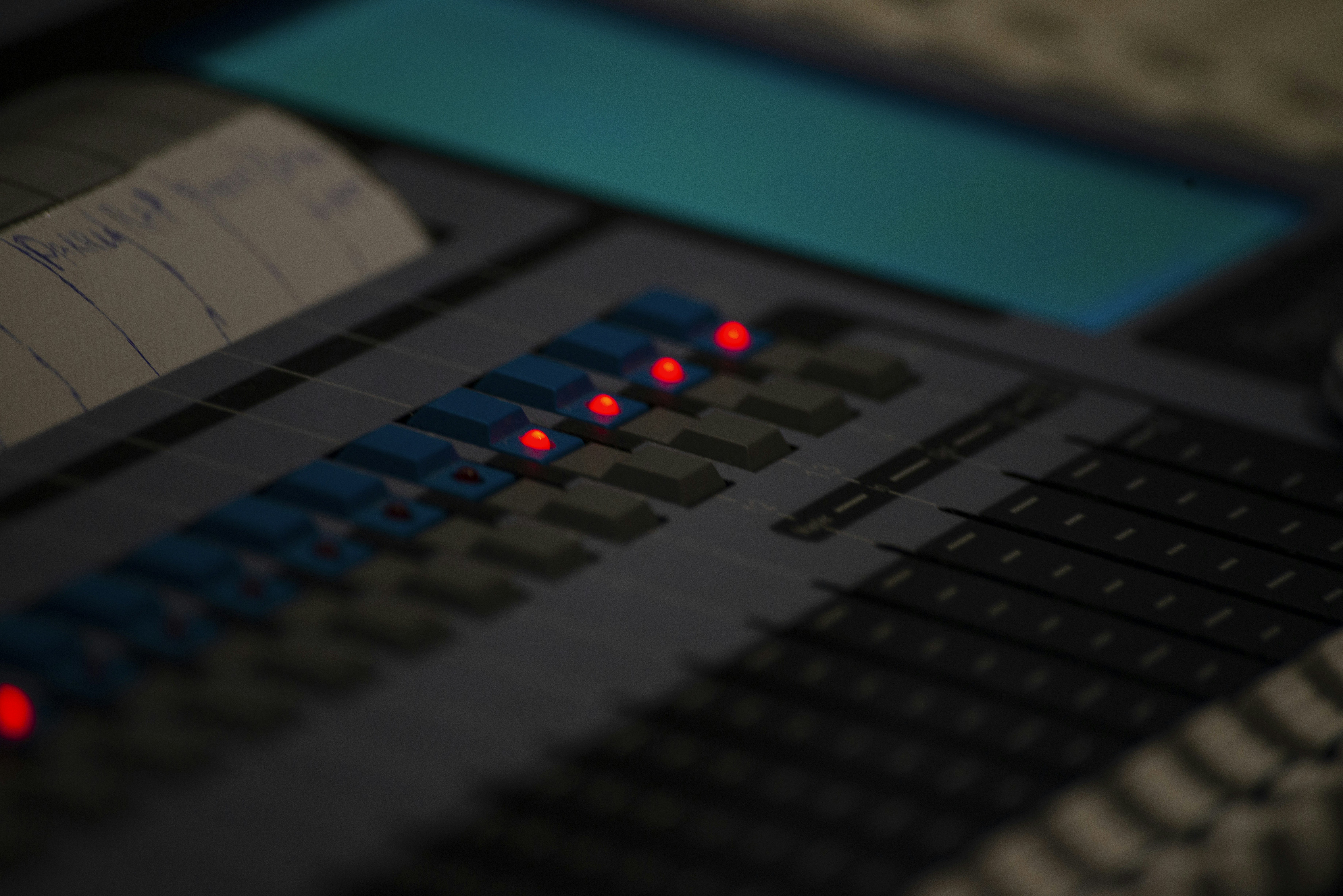 black and blue laptop computer