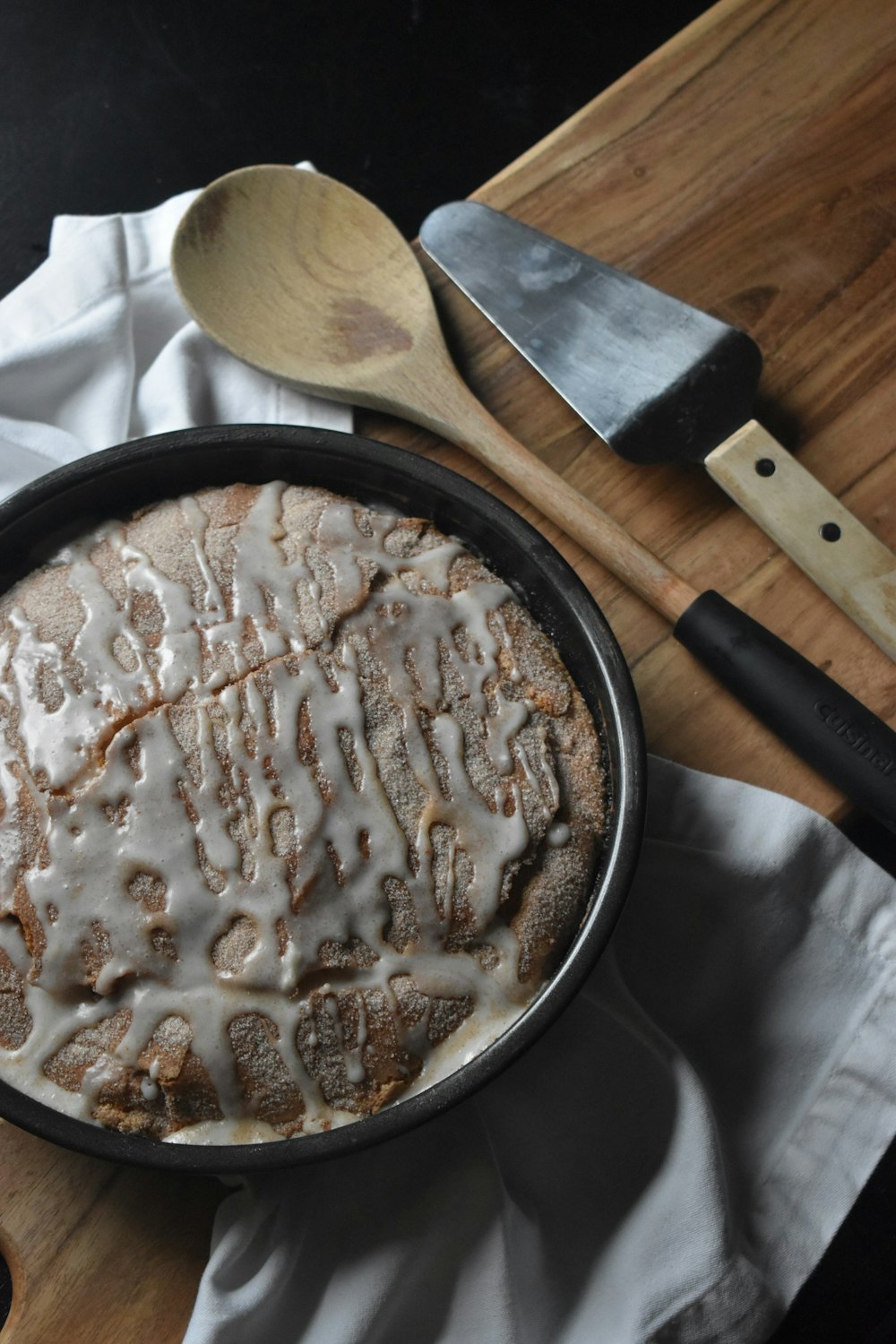 brown and white food on stainless steel bowl