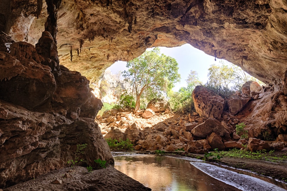 brown rock formation near body of water during daytime