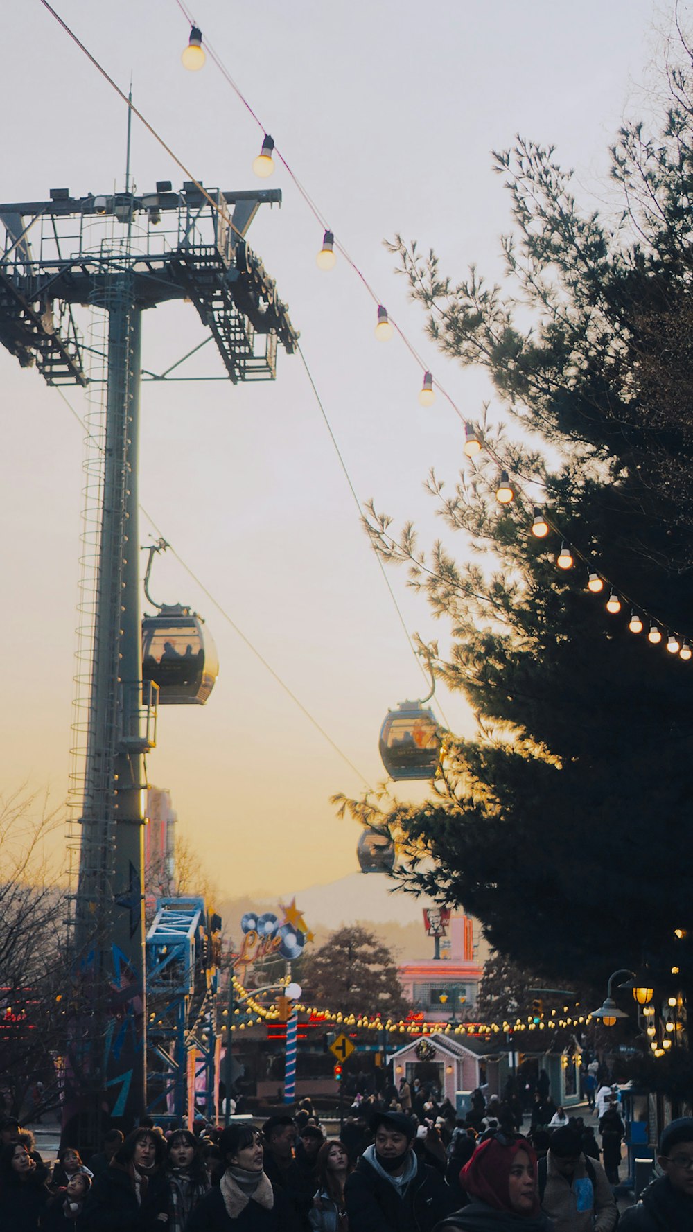 black cable cars during daytime