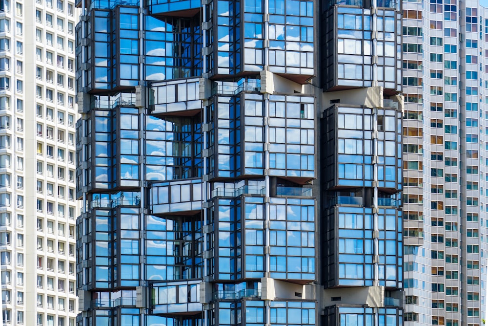 blue and white concrete building