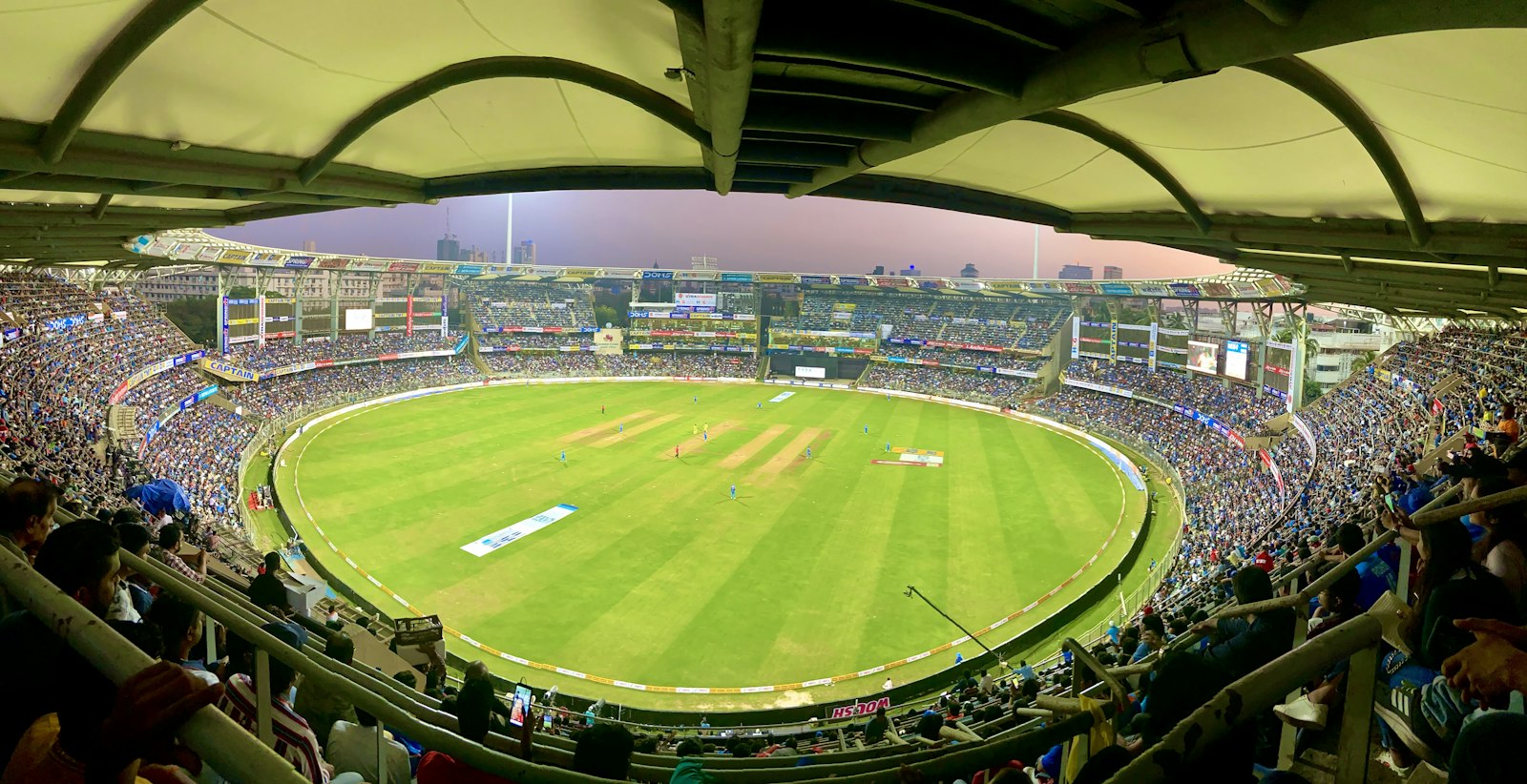 Cricket ground at sunset