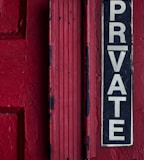 red and white wooden door