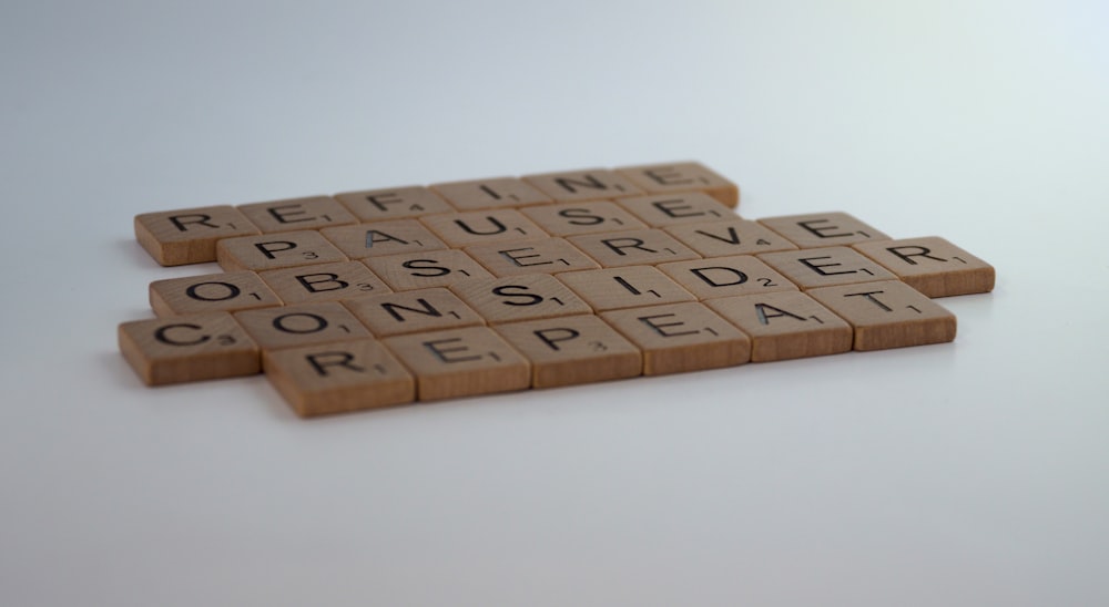 brown wooden blocks on white table