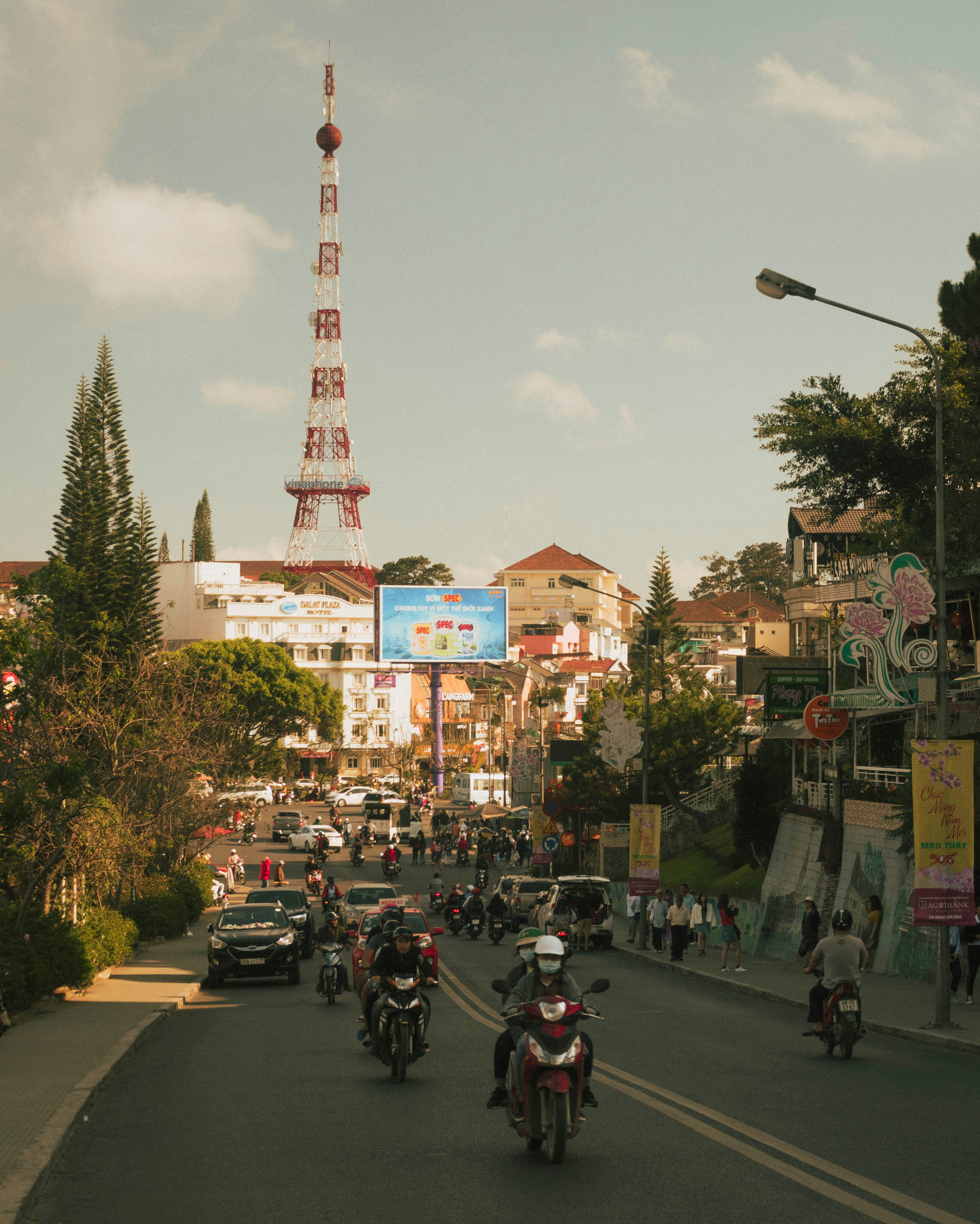 A busy road in Da Lat, Vietnam.