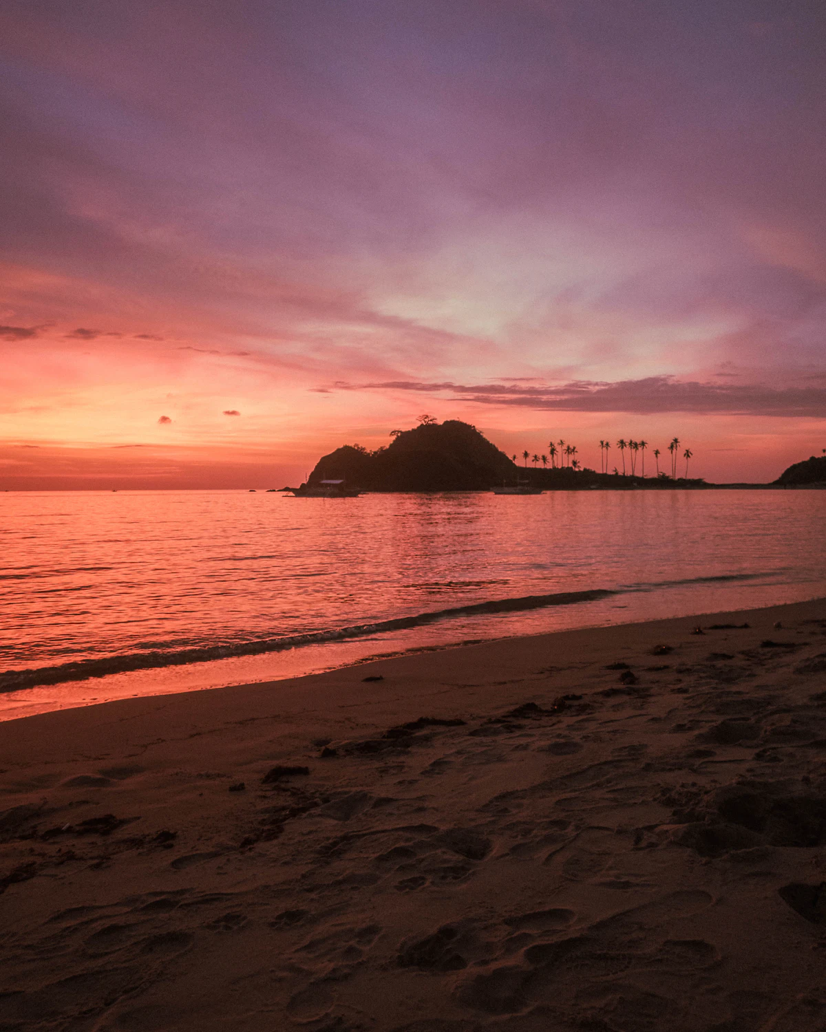 People on the beach at sunset