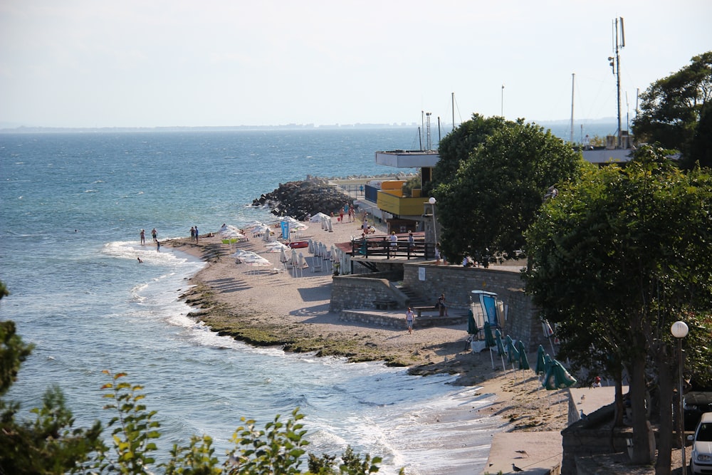 a beach with a bunch of people on it